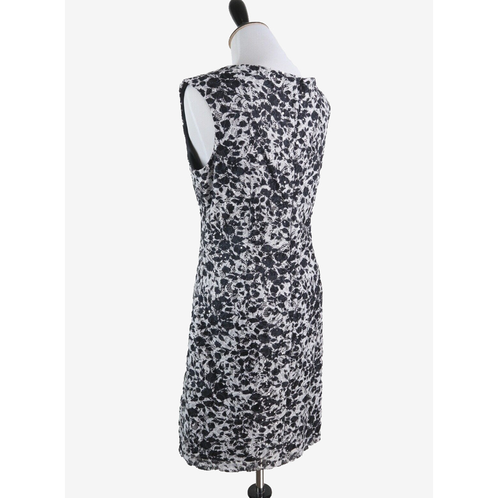 Eliza J Size 12 Lace Appliqué Sheath Dress Sequin Black White - Picture 3 of 10